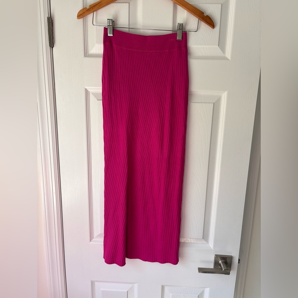 Maeve by Anthropologie pink ribbed elastic waist midi skirt size XS NWT